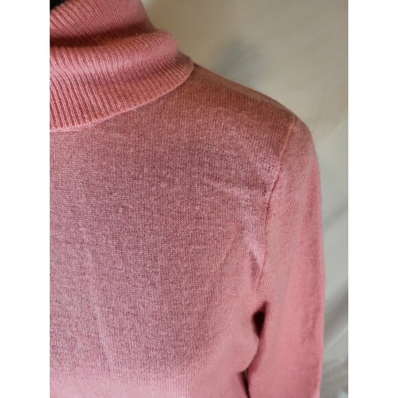 Talbots Pure Cashmere Sweater L Pink Perfect Turtleneck Soft Cozy Comfy - Picture 2 of 6